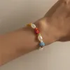 2021 Novo Coreano Bonito Doces Flores Pulseira Casamento Imitação de Imitação Pérola Frisada Handmade Elastic Wristband Para As Mulheres Jóias