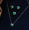 Aankomst Sterling Silver 925 Sieraden Set Emerald Gemstone Natural Stone ketting kettingring bruiloftsbetrokkenheid Jewellery1038052