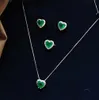 Arrival Sterling Silver 925 Jewelry Set Emerald Gemstone NatuRal Stone Necklace/Earrings/Ring Wedding Engagement Jewellery