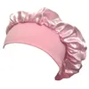 Satynowa Night Sleep Cap Hair Care Cover Turban Szeroki zespół Elastyczna Nakrycia głowy Czapka Bonnet Nightcap Sypial Hat Head Wrap