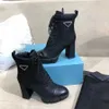 2022 Luxus Designer Damen Stiefel Leder und Nylon Stoff Booties Knöchelabsatz Biker Australien Paar Winter Sneakers Größe EUR 35-41