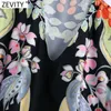 Zevity Women Vintage V Pozycja Kwiatowa druk luźna sukienka midi szykowna szykowna rękaw z boku podzielone kimono vestidos ds8267 210603