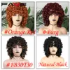 Afro Kinky Curly Wig Avec Frange Noir Rouge Cheveux Synthétiques Longueur D'épaule Fibre Résistant À La Chaleur Pour Afrique Amérique Femmes Noiresusine directe