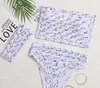 Mulheres sexy têxtil duas peças biquíni moda carta impressa senhora designer maiôs férias personalidade elástica meninas beach wear