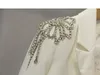 Costumes pour femmes Blazers Exquis Strass Gland Épaule Blazer Blanc Pour Femmes Printemps Automne Style Coréen Tempérament Manteau Court Lady Bla