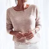 Elegante laço sem encosto de malha blusa camisa mulheres luva longa outono inverno quente top senhoras knitwear streetwear blusas pullover x0521