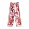 XEASY Women Vintage Bohemia Totem Floral Print Casual Loose Shirts Female Elastic Waist Wide Leg Pants Retro Set 210930