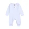 Unisex nyfödda babykläder solid färg baby rompers bomull stickad lång ärm för barn jumpsuit spädbarn kläder 3-18m