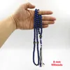 tasbih bön pärlor 99 blå sten inuti naturskal handgjorda kalkon tofs muslim misbaha rosary pärlor islamisk eid gåva f1211