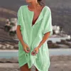 Beach da mulher blusa de verão Botão de verão Camisas Sunscreen Bikini Cobertura para cima Blusas Mujer de Moda 210401