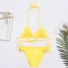 Bikini Set New Summer Falbala Bambini Bikini Ragazze Costumi da bagno Costume da bagno Solid Bambini Biquini Infantil Costume da bagno A146