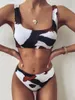 Cikini 2020 nouvelles femmes Sexy mode lait imprimé Bikini costume taille moyenne fendu plage Push Up brésilien maillot de bainX0523