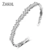 Zakol Fashion Black Cubic Zirconia Armband Bangle Trendy Baguette Cuff Bangles För Kvinnor Tjej Party Bröllop Smycken FSBP154