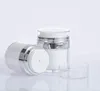 15 30 50g Pearl White Acrylic Airless Jars Flaskor Runda Kosmetik Cream Jar Pump Kosmetisk Förpackningsflaska Sn5492