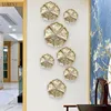 Modern Wrought Iron Lotus Mural Ornaments Home Livingroom Porch Hanging Decoration el Cafe Wall Sticker Crafts Art 210414