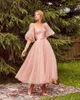 Casual Dresses Vintage Chic Long Sleeve Tunic Midi Dress Elegant 2021 Summer Women Sexy Transparent Mesh Pink Party Night