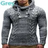 Men's Sweaters Autumn Winter Knitted Sweater Slim High-neck Hooded Buttons Business Gentleman Fashion Casual Male Pullover Plus Size