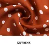 NWMNZ Fashion Short Sleeve Kvinnor Midi Klänning Holiday White Dot Print Orange Vestido Vintage Side Split Klänningar Casual Robe 210510