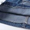 Yitimuceng denim kjolar kvinna hög midja oregelbunden kjol sommarficka harajuku A-line mode kläder japanska streetwear 210601