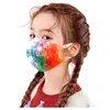 얼굴 마스크 소년 소녀 다채로운 얼음 실크 코튼 방진 수채화 어린이 니트 마스크 아이 빨 수있는 방수 통기성 안티 - 사이 - 안개 안개 얼굴 마스크