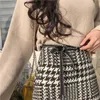 PERHAPS U Mini Skirt Vintage Zipper Sexy High Waist Lace Up Short Chic Elegant Winter S0091 210529