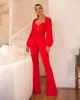 Dames Jumpsuits Rompertjes 2021 Vrouwen Sexy Designer Zwart Rood High Street Jumpsuit Slanke Mode Celebrity Boot Cut Party