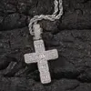 Gold and Silver Micro Pave Stainless Steel Chain Cross Pendant Necklace