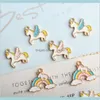 Cartoon Animal Horse Rainbow Emalj Alloy Gold Plated Color Pendants för handgjorda DIY örhängen halsband Key Chain Jewelry Etocd Wnpkt