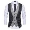 Mężczyźni Kamizelka Fałszywy Dwa kawałek Patch Waistcoat Casual Slim Business Social Siatek Kamizelka Groom Plus Size XXL