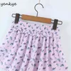 Sweet Floral Print Shorts Women Fungus Edge Elastic High Waist Short Femme Holiday Boho Summer spodenki damskie 210430