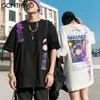 Thirts Streetwear Hip Hop Вселенная астронавта планеты панк рок готические тройники рубашки Harajuku с коротким рукавом хлопковые топы 210602