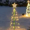 Dekoracje świąteczne Słoneczne Powered Drewno Drzewo Lawn Light Fairy Outdoor Garden Lampa Yard Path Krajobraz Wystrój Oświetlenie Xmas Unikalny ornament