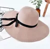 Cappello da spiaggia estivo con protezione solare a tesa larga da donna in paglia estiva con ricamo 2021 Cappelli da sole pieghevoli flosci regolabili per le donne Ladies3754993