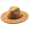 -Fronteira quente super grande borda de lã homens e mulheres outono inverno chapéu fedora britânico retro na moda branco feltro cap5399822