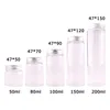 12pcs Dia 47mm 50ml/80ml/100ml/150ml/200ml Transparent Glass Spice Bottles Jar Terrarium with Silver Aluminum Lid Wedding Gift 210330