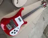 4/5 Strings Fretless Metallic Red Electric Bass Guitar with Golden Binding,Chrome Hardware,Can be customized