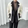 Complete Elegant Man Bapple шерстяные пальто кожаных воротников плюшевые меховые куртки для мужчин стиль белый стильный мужской одежды 2021 модный