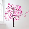 New Arrival DIY Large Wallpaper For Pink Butterfly Flower Tree Living Room Bedroom Backdrop Home Decor Wall Stickers 60*90cm*2 210420