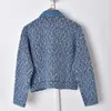 2022 Spring Long Sleeves Lapel Neck Blue Jacket French Style Solid Color Tweed Double Pockets Panelled Single-Breasted Jackets Short Outwear Coats 20S271092