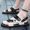 Men 2021 summer leather slippers high quality exterior wear casual personality trend driving dual-purpose sandals 39-44