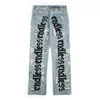 Firmranch Back Letter Embroidery Jeans For Men Ins Street Broken Hole Homme Loose Endless Denim Pants Moto Trouse7361985