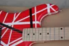 Eddie Edward Van Halen 5150 Guitare électrique Red Shop personnalisée Blanc Black Stripe Floyd Rose Tremolo Verrouillage Écrou Maple Nec Forfard Whammy Bar