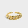 ANDYWEN 925 Sterling Silver Gold Clear Zircon Twist Resizable Irregular Geometric Rings Women Rock Punk Luxury Jewelry 210608