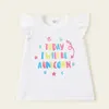 Przyjazd Letni 3-częściowy Toddler Unicorn Rainbow Ruffled Tees Ustaw odzież dla dzieci 210528