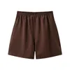 PUWD Slim Girls Soft Cotton Shorts Summer Fashion Ladies Brown Joggers Vintage Mujeres Chic Bottoms Sweet 210724