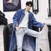 IEFB /men's wear loose fashion denim Windbreaker with big pockets overknee Long coat for male and famale big size trench 9Y1072 210524