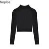 Neploe Black Knittwear Pulls Slim Fit Zipper Ssweaters pour Femmes Nouvelle Arrivée À Manches Longues En Tricot Cropped Jumper Tops Femme 210422