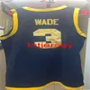 Maglia Dwayne Wade Marquette cucita n. 3 Ricamo Taglia XS-6XL Personalizza qualsiasi nome Numero Maglie da basket