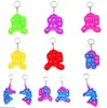 Mini Dimple POPS zijn sleutelhanger Simple Sleutelhanger Trinket Sleutelhanger Silicone Fidget Toy Dinosaur Mouse Bear Animal Key Hanger