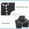 Örhängen sätter smyckenearrar halsband mode kvinnor rhinestone faux pärla hängsmycke stud smycken set bröllopsfest dekor aessory drop deliv